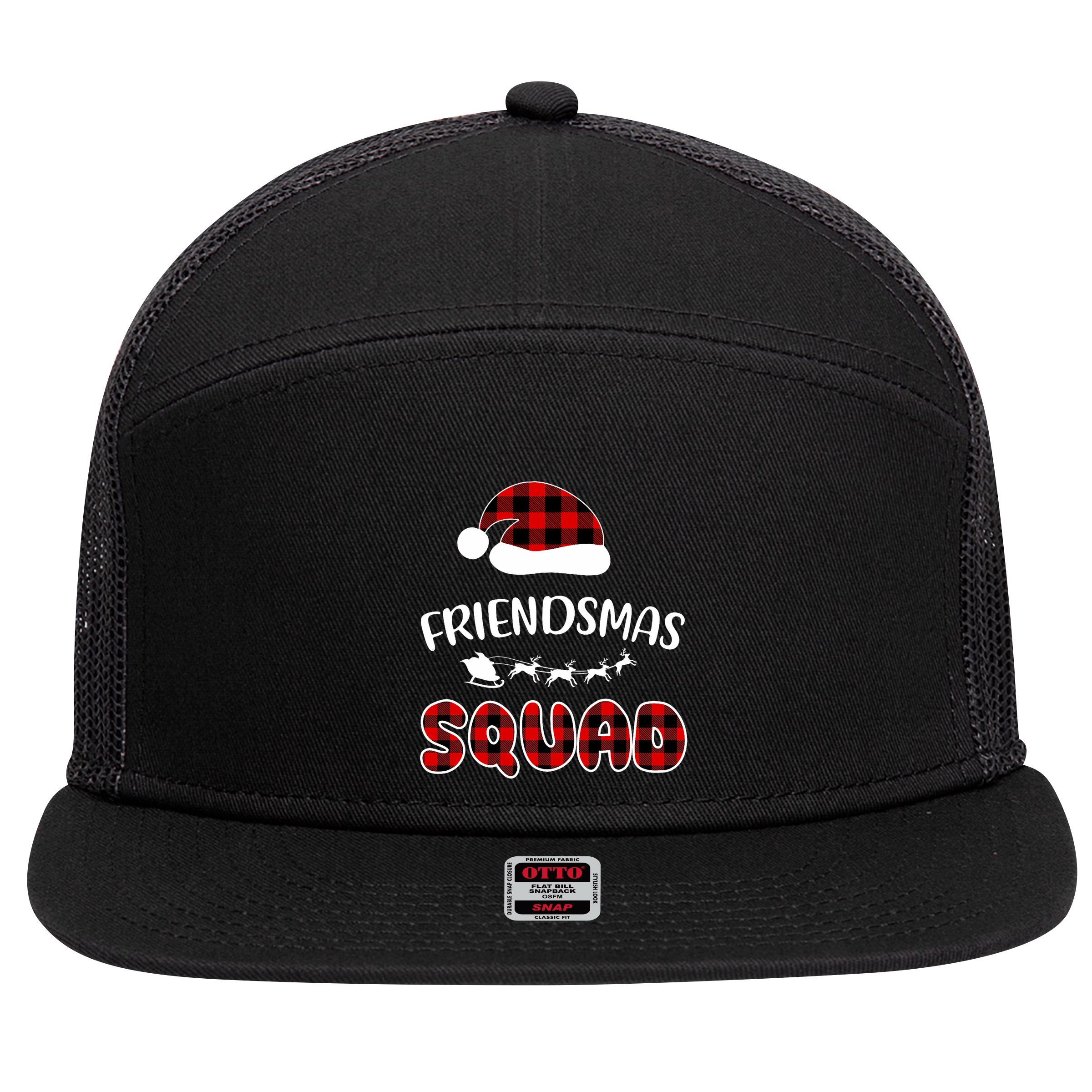 Friendsmas Squad Funny Xmas Light Family Matching Pajamas 7 Panel Mesh Trucker Snapback Hat