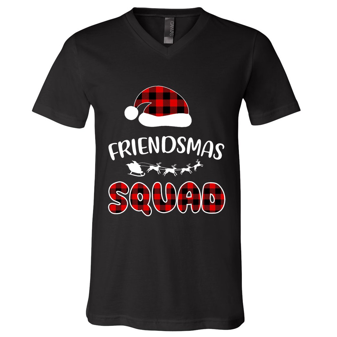 Friendsmas Squad Funny Xmas Light Family Matching Pajamas V-Neck T-Shirt