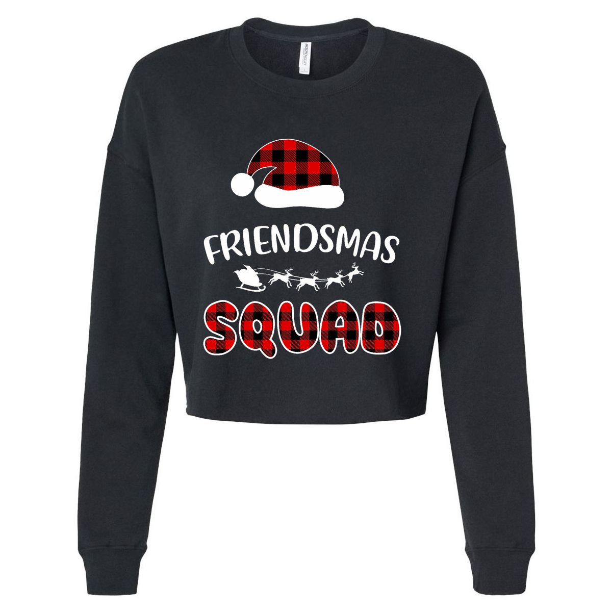 Friendsmas Squad Funny Xmas Light Family Matching Pajamas Cropped Pullover Crew
