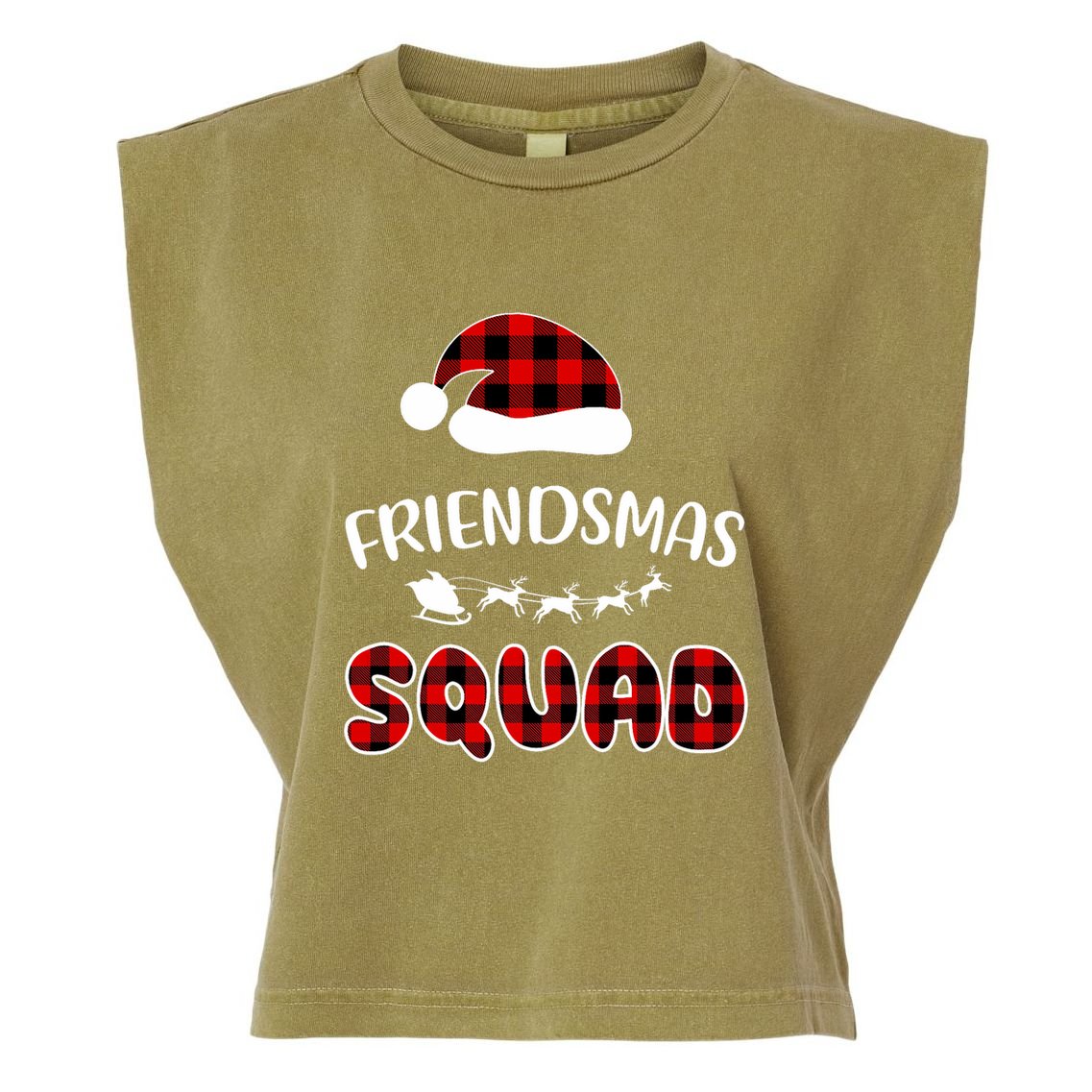 Friendsmas Squad Funny Xmas Light Family Matching Pajamas Garment-Dyed Women's Muscle Tee
