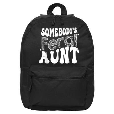 Funny Somebody's Feral Aunt Groovy For Mom Mother's Day 16 in Basic Backpack