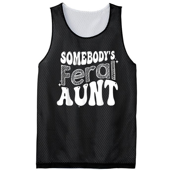 Funny Somebody's Feral Aunt Groovy For Mom Mother's Day Mesh Reversible Basketball Jersey Tank