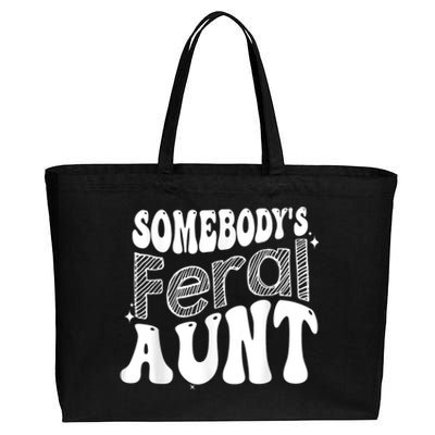 Funny Somebody's Feral Aunt Groovy For Mom Mother's Day Cotton Canvas Jumbo Tote