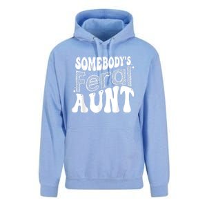 Funny Somebody's Feral Aunt Groovy For Mom Mother's Day Unisex Surf Hoodie