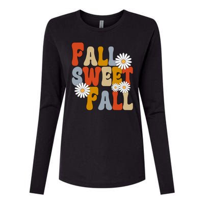 Fall Sweet Fall Retro Flower Womens Cotton Relaxed Long Sleeve T-Shirt