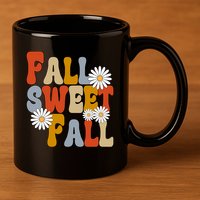 Fall Sweet Fall Retro Flower 11oz C Handle Ceramic Mug