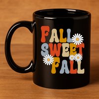 Fall Sweet Fall Retro Flower 11oz C Handle Ceramic Mug