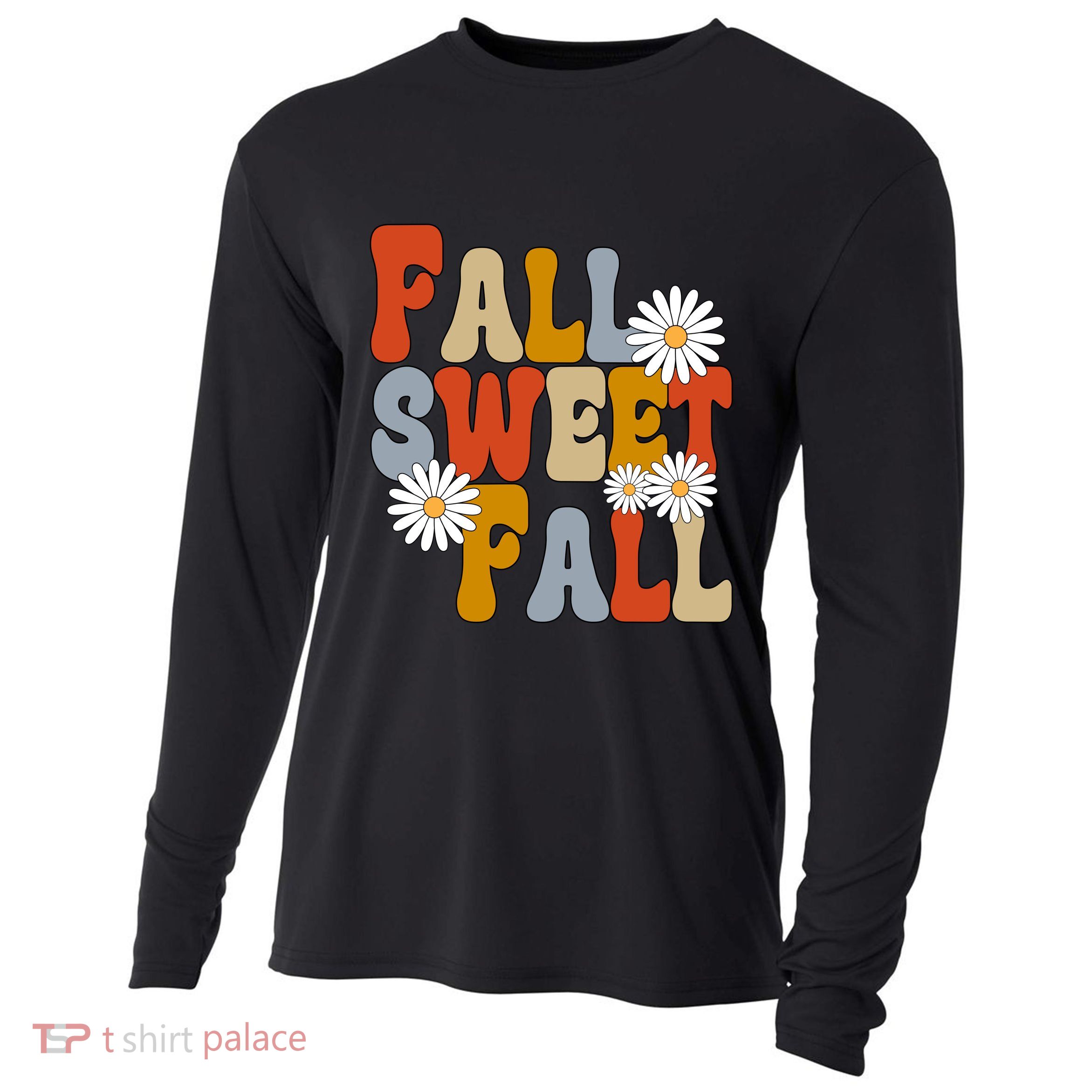 Fall Sweet Fall Retro Flower Cooling Performance Long Sleeve Crew