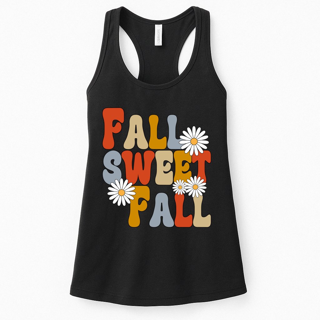 Fall Sweet Fall Retro Flower Womens Tank Top