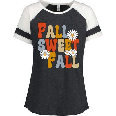 Fall Sweet Fall Retro Flower Enza Ladies Jersey Colorblock Tee