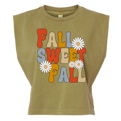 Fall Sweet Fall Retro Flower Garment-Dyed Women's Muscle Tee