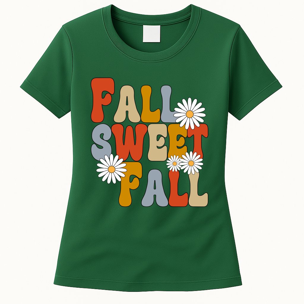 Fall Sweet Fall Retro Flower Womens T-Shirt