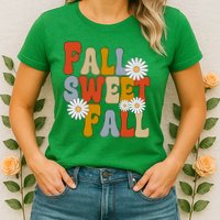Fall Sweet Fall Retro Flower Womens T-Shirt