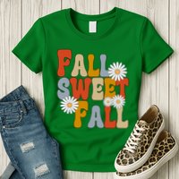 Fall Sweet Fall Retro Flower Womens T-Shirt