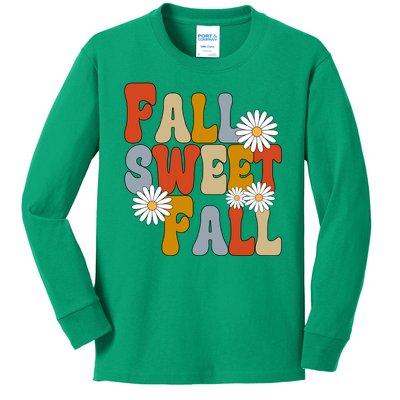 Fall Sweet Fall Retro Flower Kids Long Sleeve Shirt