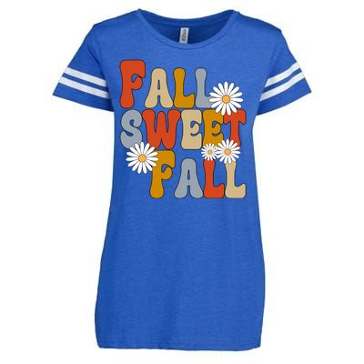 Fall Sweet Fall Retro Flower Enza Ladies Jersey Football T-Shirt