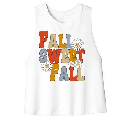 Fall Sweet Fall Retro Flower Women's Racerback Cropped Tank