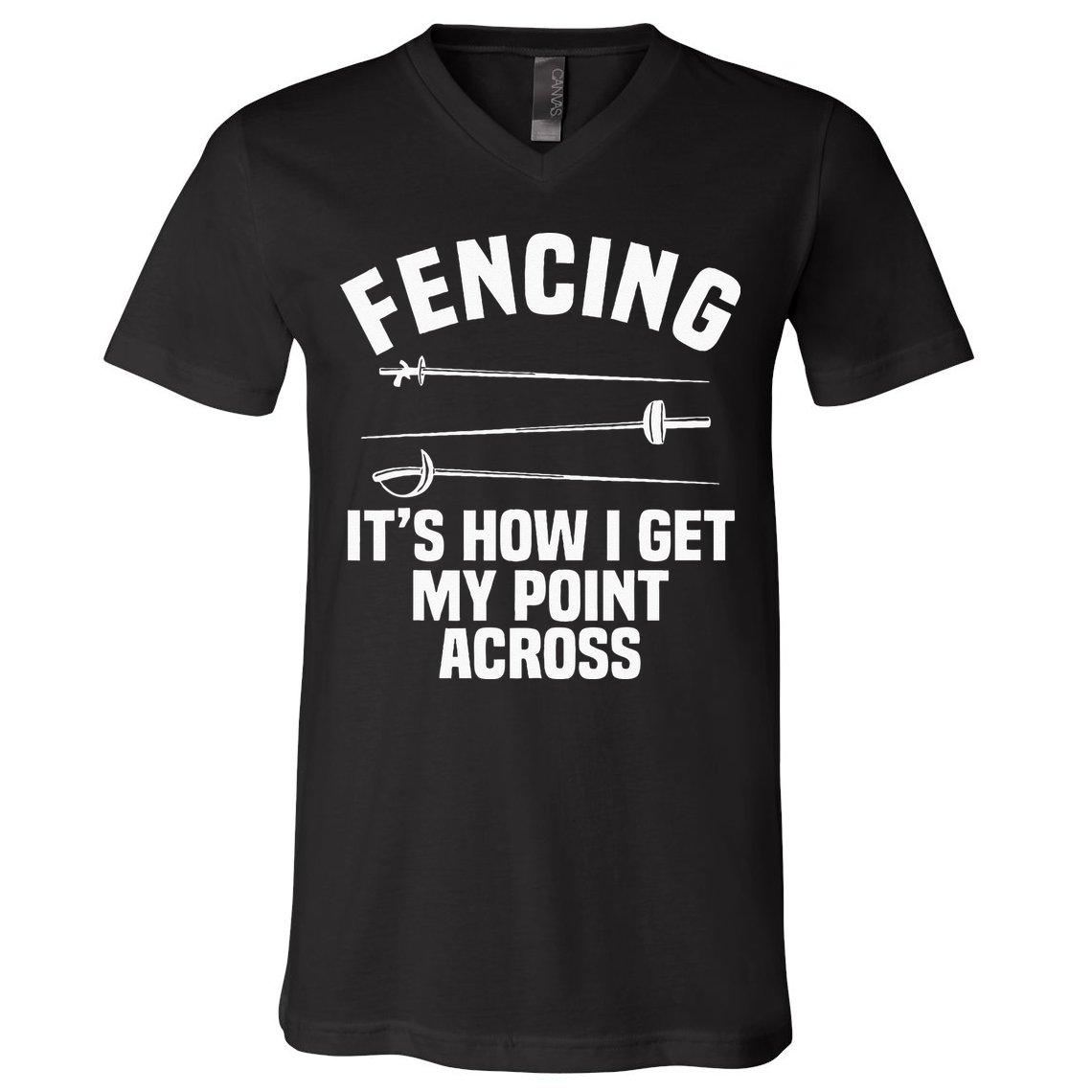 Fencing Sport Fence Foil Epee Sabre Sword Fencer V-Neck T-Shirt