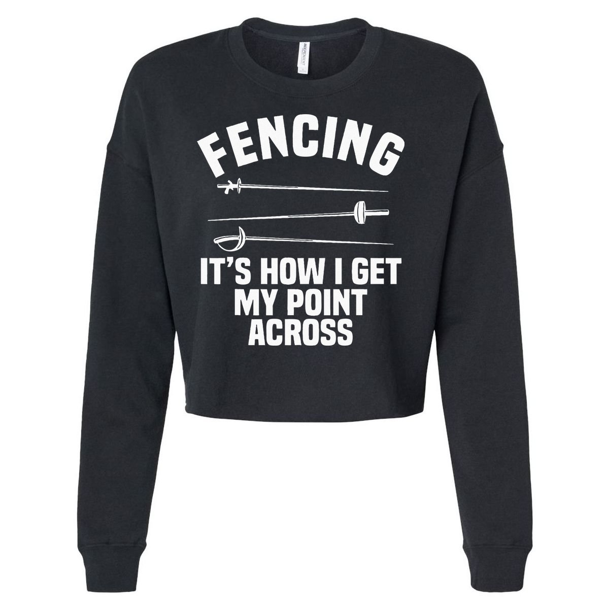 Fencing Sport Fence Foil Epee Sabre Sword Fencer Cropped Pullover Crew