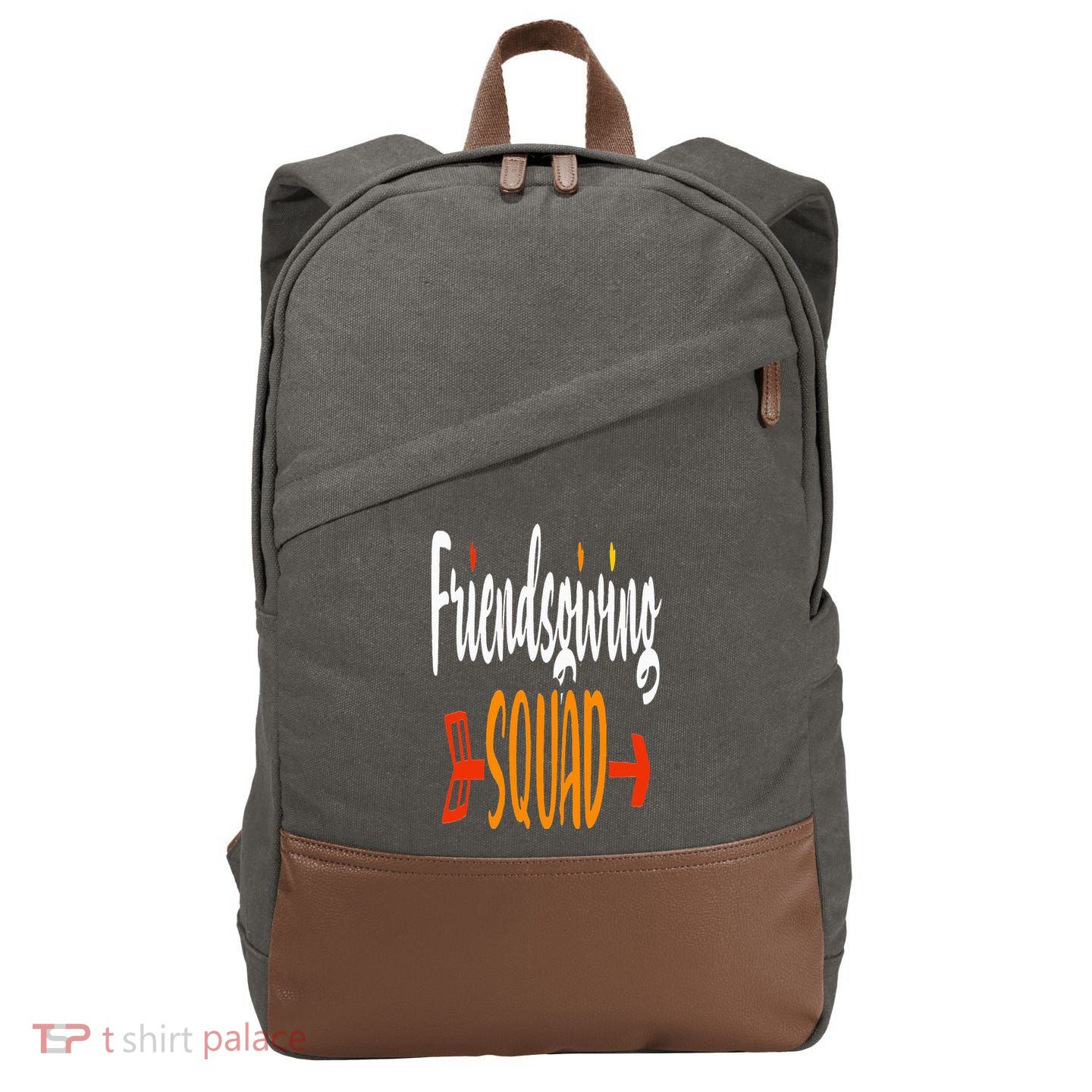 Friendsgiving Squad  Funny Thanksgiving Friendship Cotton Canvas Backpack