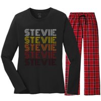 Funny Stevie First Name Vintage Stevie Women's Long Sleeve Flannel Pajama Set 