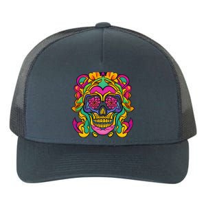 Floral Skull Flowers At Skull Skeleton Halloween Portrait Yupoong Adult 5-Panel Trucker Hat