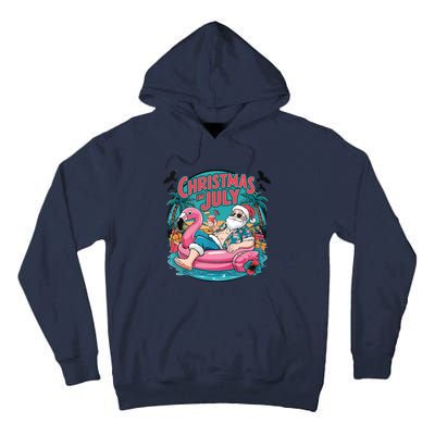 Funny Santa Flamingo Christmas In July Summer Xmas Tall Hoodie