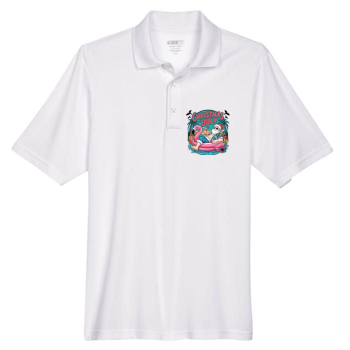 Funny Santa Flamingo Christmas In July Summer Xmas Men's Origin Performance Pique Polo