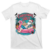 Funny Santa Flamingo Christmas In July Summer Xmas T-Shirt