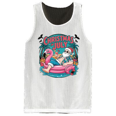 Funny Santa Flamingo Christmas In July Summer Xmas Mesh Reversible Basketball Jersey Tank