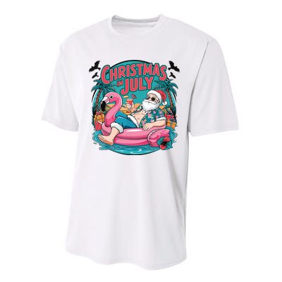 Funny Santa Flamingo Christmas In July Summer Xmas Performance Sprint T-Shirt