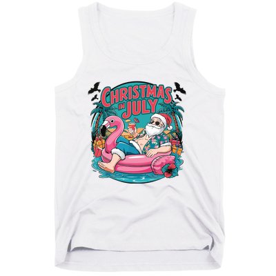 Funny Santa Flamingo Christmas In July Summer Xmas Tank Top