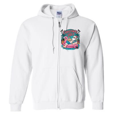 Funny Santa Flamingo Christmas In July Summer Xmas Full Zip Hoodie