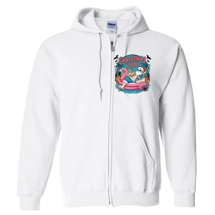 Funny Santa Flamingo Christmas In July Summer Xmas Full Zip Hoodie