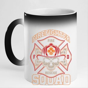 Firefighter Skull Fire Rescue Squad Departt Hero Fire Funny Gift 11oz Black Color Changing Mug