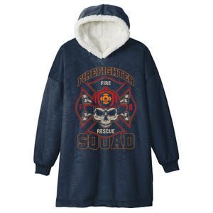 Firefighter Skull Fire Rescue Squad Departt Hero Fire Funny Gift Hooded Wearable Blanket