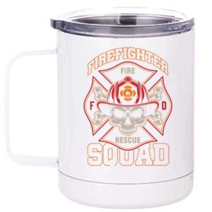 Firefighter Skull Fire Rescue Squad Departt Hero Fire Funny Gift 12 oz Stainless Steel Tumbler Cup