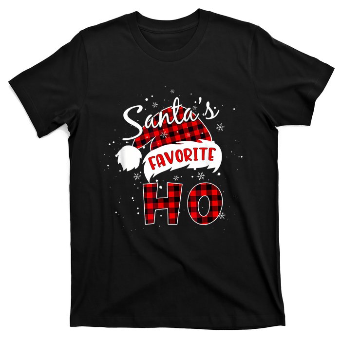 Funny SantaS Favorite Ho Christmas Red Plaid Buffalo Pajama T-Shirt