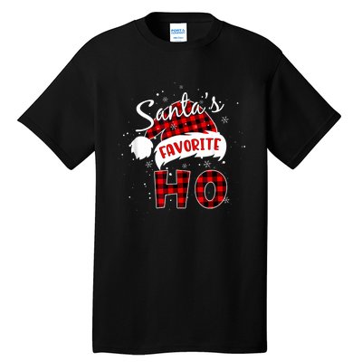 Funny SantaS Favorite Ho Christmas Red Plaid Buffalo Pajama Tall T-Shirt