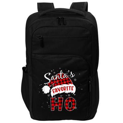 Funny SantaS Favorite Ho Christmas Red Plaid Buffalo Pajama Impact Tech Backpack