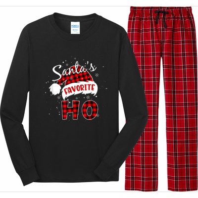 Funny SantaS Favorite Ho Christmas Red Plaid Buffalo Pajama Long Sleeve Pajama Set