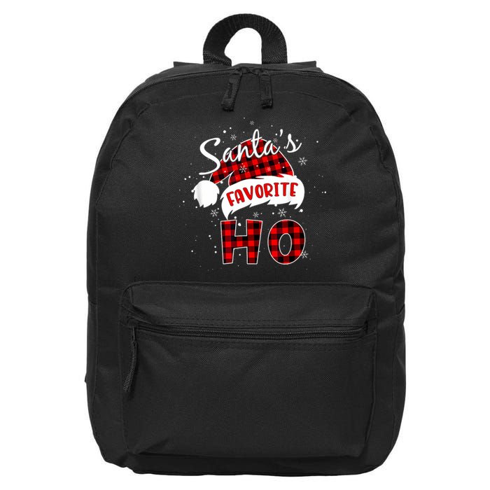 Funny SantaS Favorite Ho Christmas Red Plaid Buffalo Pajama 16 in Basic Backpack