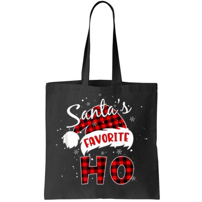 Funny SantaS Favorite Ho Christmas Red Plaid Buffalo Pajama Tote Bag