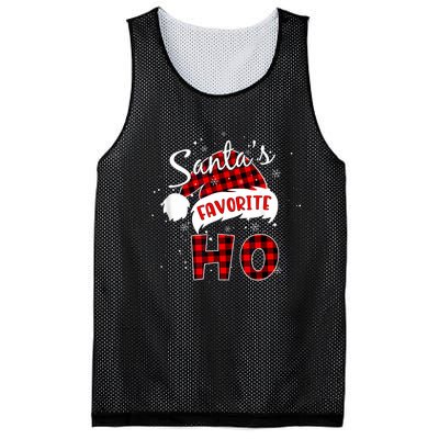 Funny SantaS Favorite Ho Christmas Red Plaid Buffalo Pajama Mesh Reversible Basketball Jersey Tank