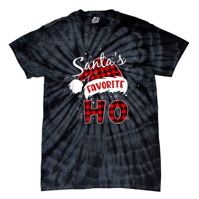 Funny SantaS Favorite Ho Christmas Red Plaid Buffalo Pajama Tie-Dye T-Shirt