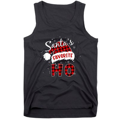 Funny SantaS Favorite Ho Christmas Red Plaid Buffalo Pajama Tank Top