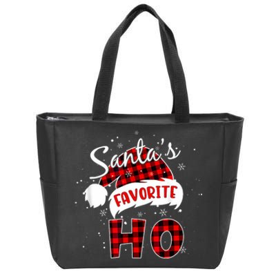 Funny SantaS Favorite Ho Christmas Red Plaid Buffalo Pajama Zip Tote Bag