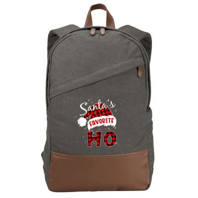 Funny SantaS Favorite Ho Christmas Red Plaid Buffalo Pajama Cotton Canvas Backpack