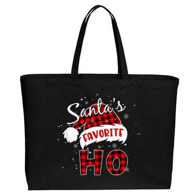 Funny SantaS Favorite Ho Christmas Red Plaid Buffalo Pajama Cotton Canvas Jumbo Tote