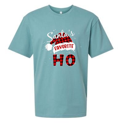 Funny SantaS Favorite Ho Christmas Red Plaid Buffalo Pajama Sueded Cloud Jersey T-Shirt